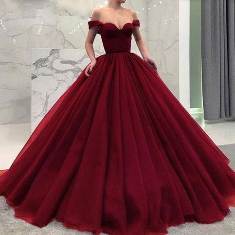 burgundy ball gown prom dresses ...